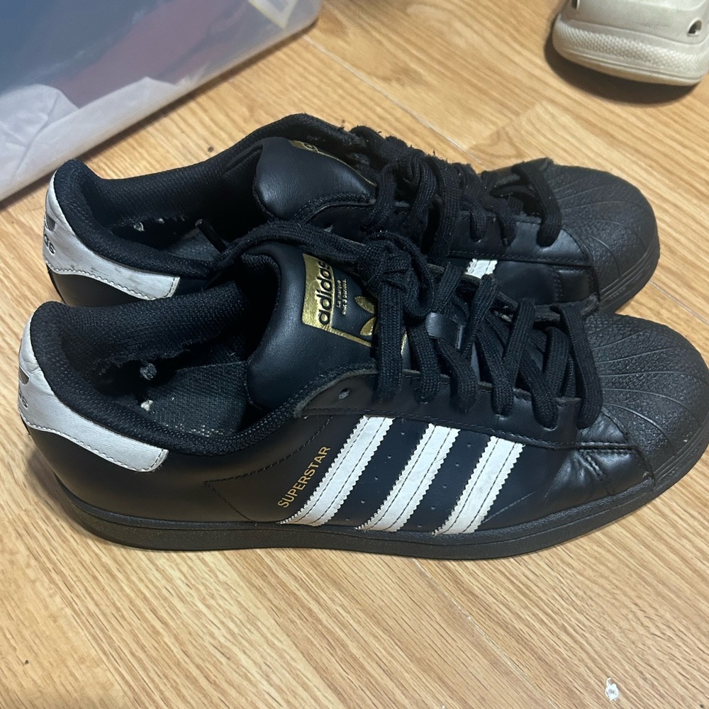 Sharp Classic Adidas Superstar Hard Shell Toe Bla… - image 2